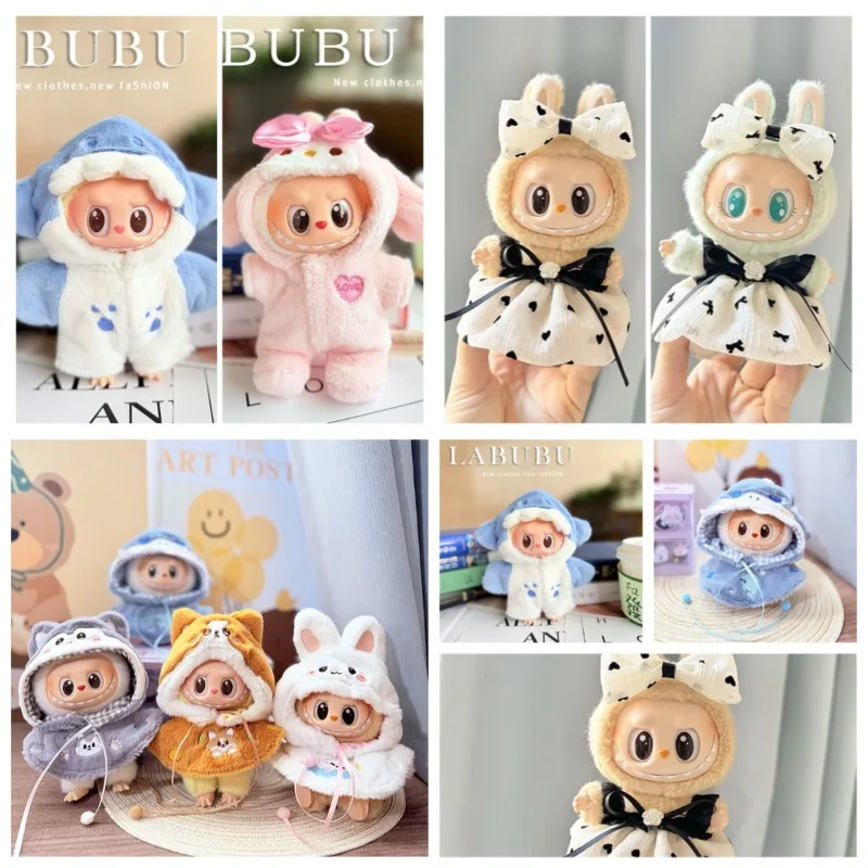 

17cm Doll DIY Heartbeat Long-Ear Rabbit Costume Set: Cartoon Dress with Accessories for Blind Box Dolls ( Clothes Only No Doll)