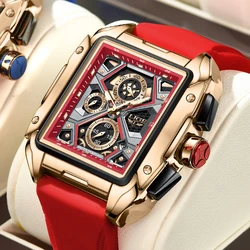 New LIGE Top Brand Men's Watches Luxury Square Quartz Wristwatch Waterproof Luminous Chronograph Watch For Men Date Clock +BOX