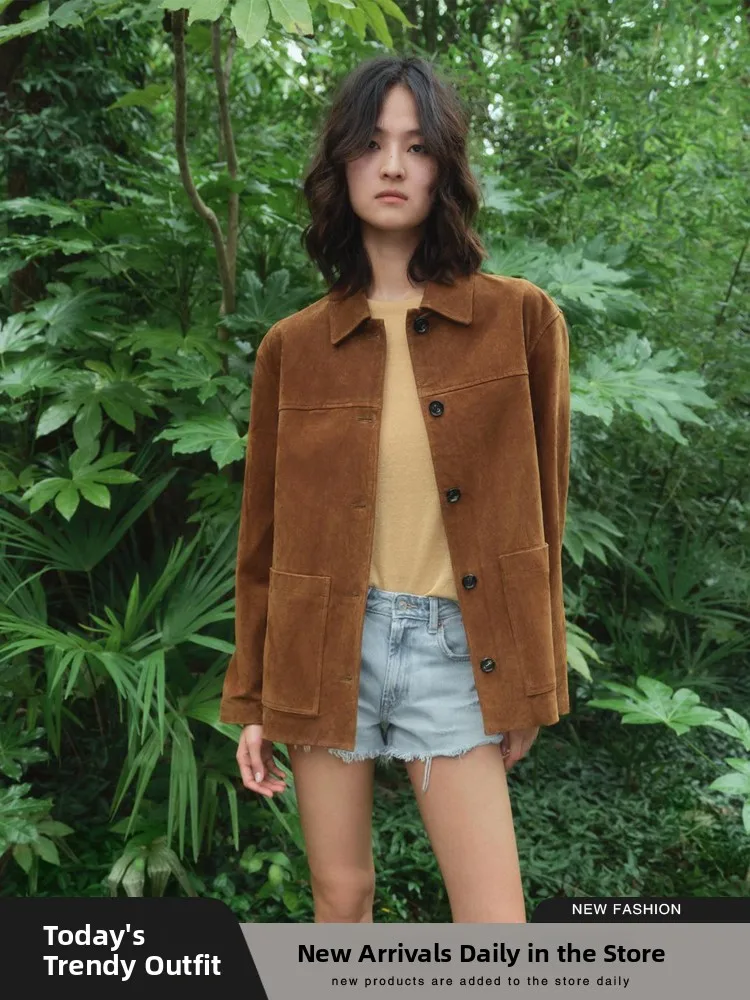 

Новое осеннее поступление, женская повседневная длинная замшевая куртка с лацканами, верхняя одежда во французском стиле, женская мода