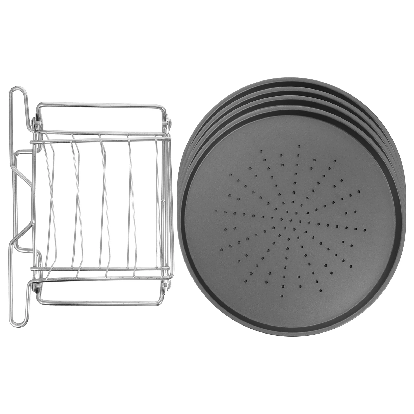 1 Set 4-layers Pizza Pans Perforated Pizza Tray Baking Supplies for Home carbon steel baking pans carbon steel pizza pan