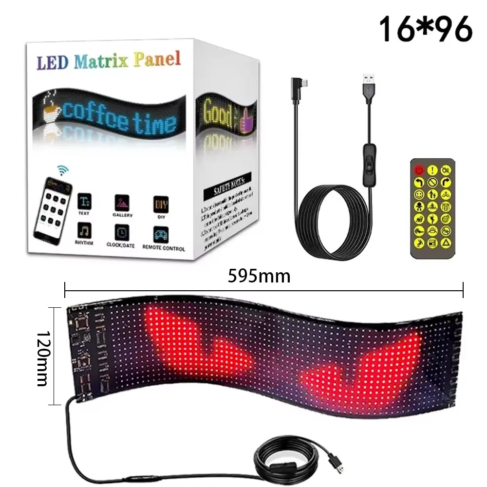 Imagem -04 - Rgb Olhos de Demônio Usb 5v Painel de Matriz de Led para Animação de Caminhão Painel de Matriz de Led com Controle de Aplicativo Bluetooth Tela Flexível Programável Luz de Led para Animação de Carro