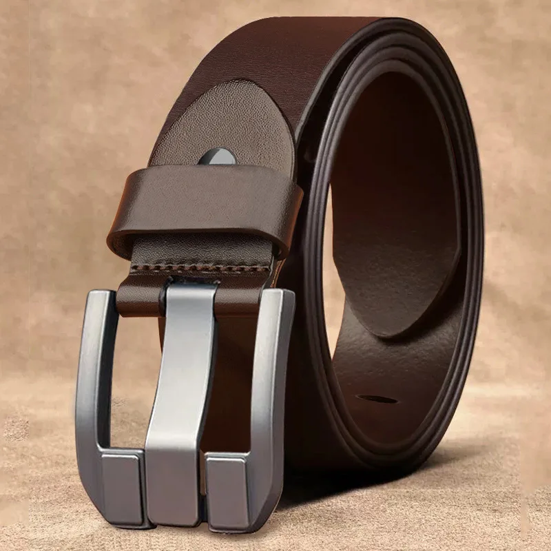 Mens belts needle buckle business cowhide belt young people middle-aged and young pants belt men's belt