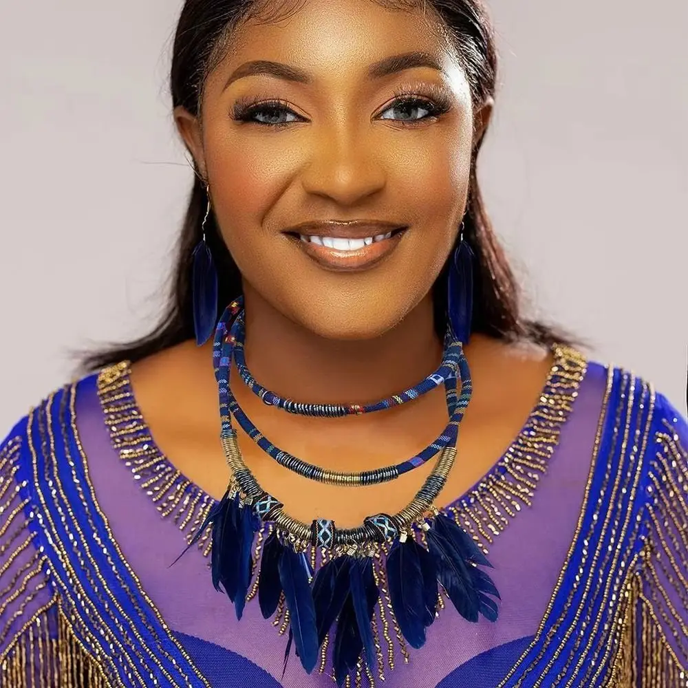 خمر البوهيمي قلادة متعدد الطبقات الأزياء والمجوهرات العرقية مجموعة سبائك المواد ريشة أقراط قلادة طقم من الحلقان