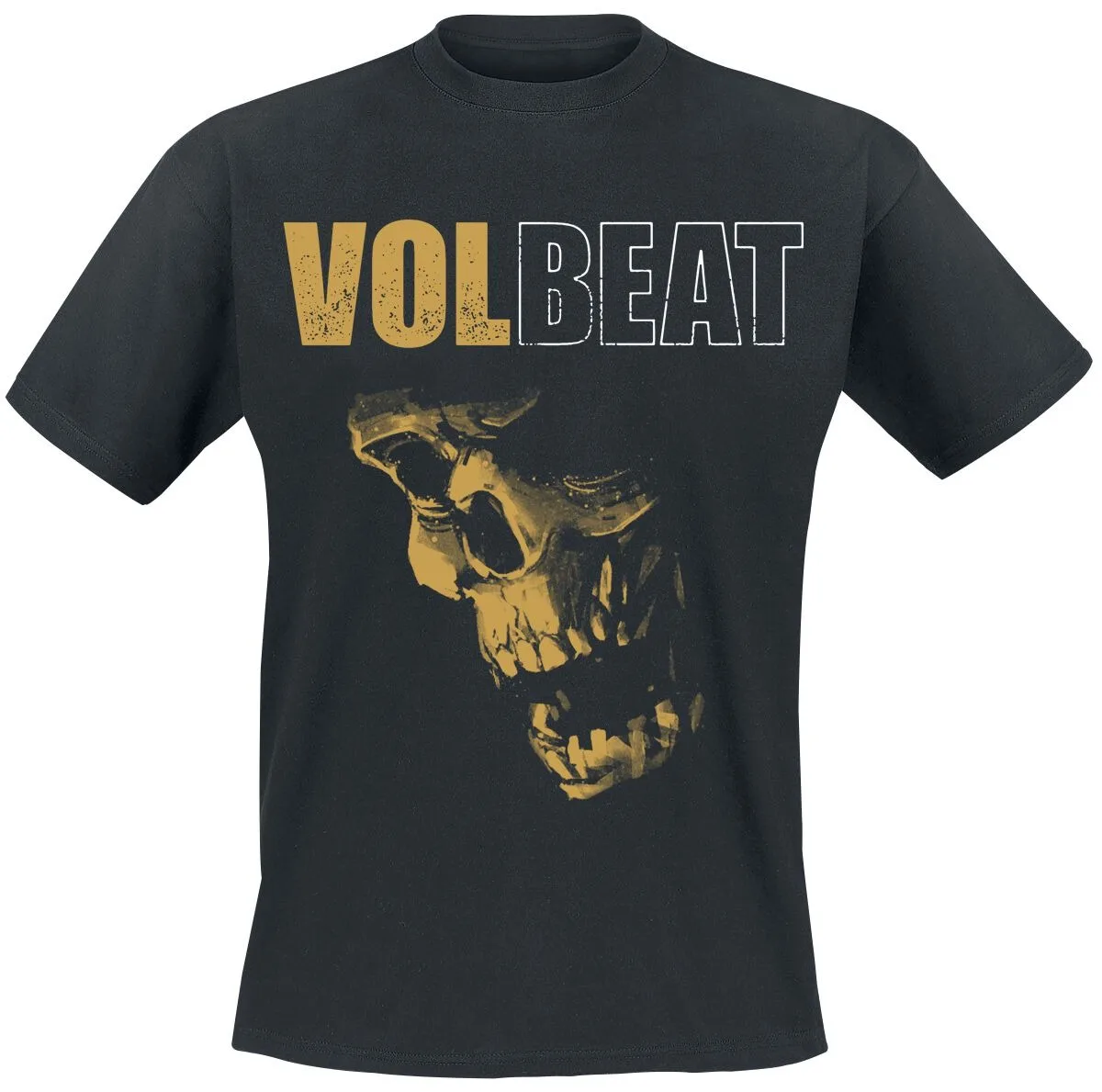 

Volbeat Gold Skull Graphic T-Shirt, Men's Rock Tee, Perfect for Fans Who Love Retro Dark Rock & Roll Art