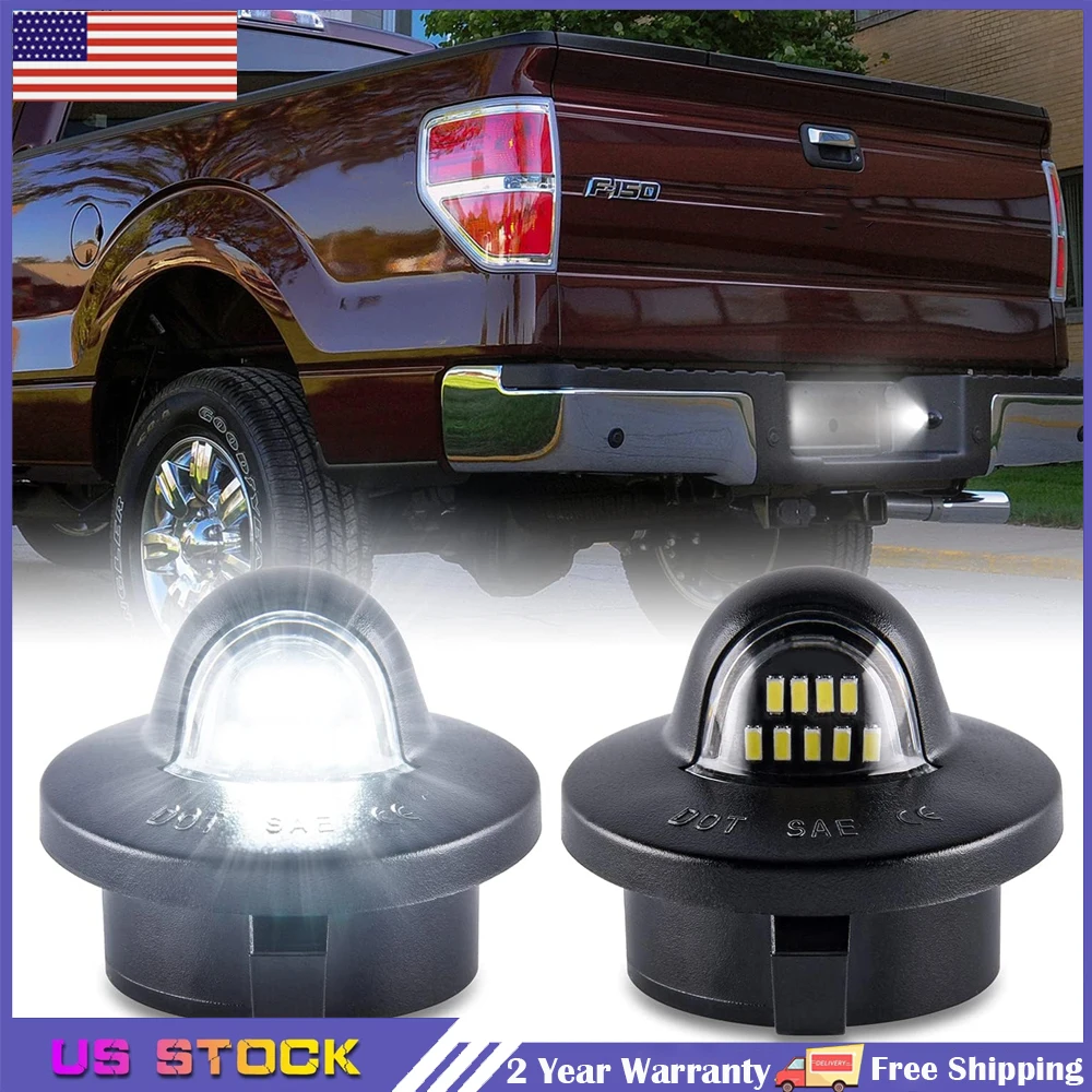 2PCS New LED License Plate Light Tag Lights Assembly LED Tag Lamp For Ford F150 F250 F350 Bronco Ranger Explorer Excursion Car Accessories