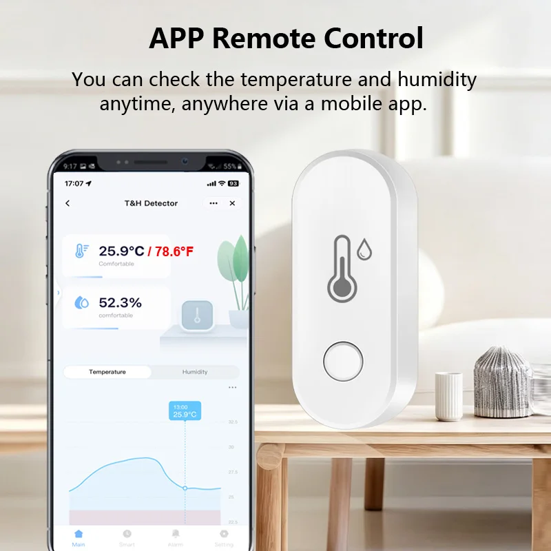 Zigbee Temperature and Humidity Sensor Works With Tuya Smart Life APP Remote Monitor Indoor Thermometer Hygrometer Alexa Google view 5