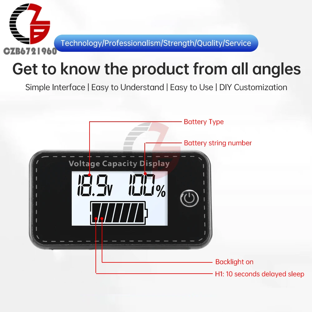 DC 5-100V Battery Capacity Indicator LCD Display Lead Acid Lithium LiFePO4 Car Motorcycle Voltmeter Universal Battery Tester