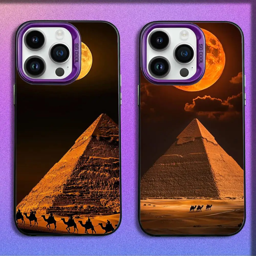 

Egyptian Pyramid Art Phone Case For iPhone 17,16,15,14,13,12,11,Pro,Max,Plus,E,SE4,Air,Mini Purple IMD Box