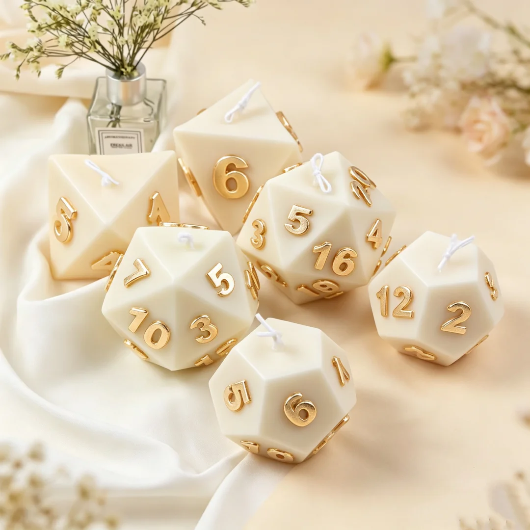 3D Polyhedral Dice Silicone Candle Mold DND Multi‑sided Digital Dice Shape Resin Soap Mould Multi‑faceted Number Game‑themed Dec
