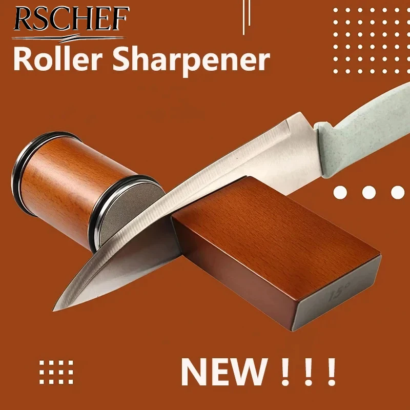 15 und 20 Grad rollender Messerschärfer, magnetischer Messerhalter, Diamant-Schleifstein-Set mit Winkelrolle, Küchenzubehör