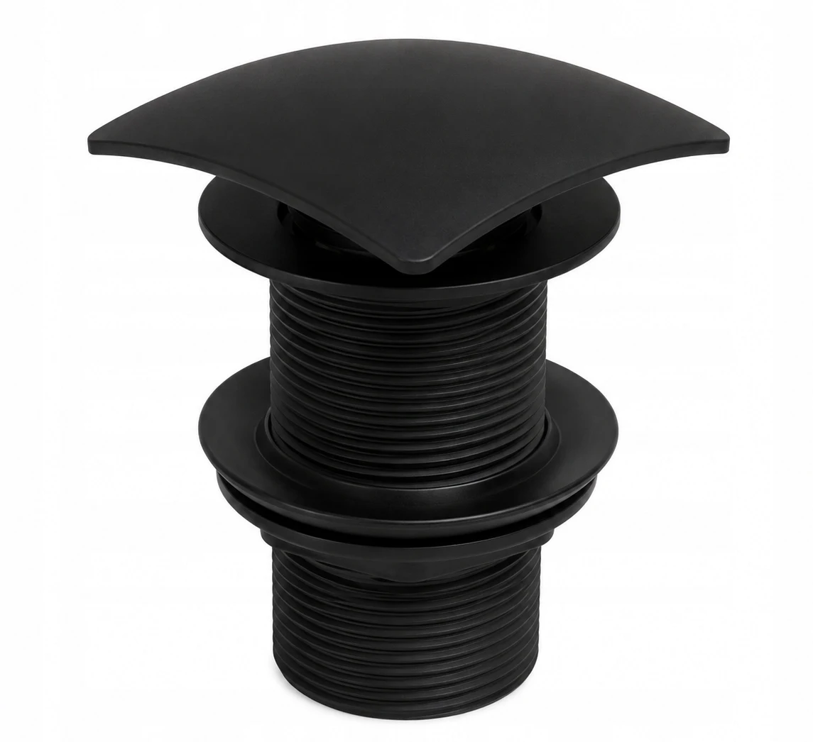 Spoelbak Clip-Clack Vierkant zonder overloop Messing behuizing Zwart Mat