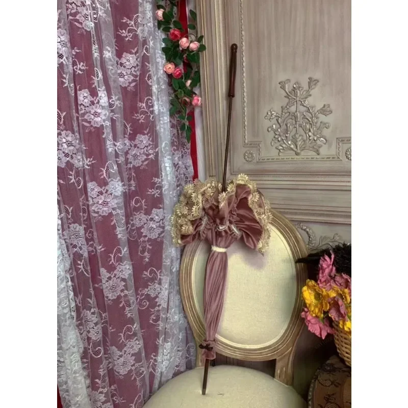 Handmade Antique Vintage Lolita Wedding Parasol, 55cm Pagoda Lace Umbrella for Bridal Photography，for Photo Shoot & Cosplay