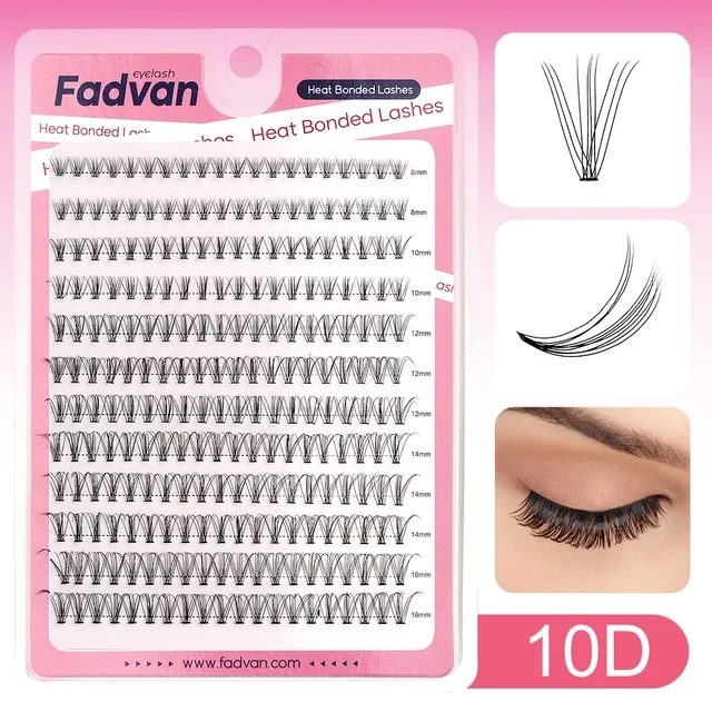 Fadvan DIY Wimpern-Cluster, 20D/30D/40D/50D/60D, vorgefertigte Fächer-Wimpernverlängerung, individuelle, wärmegebundene Cluster-Wimpern, natürlich weich