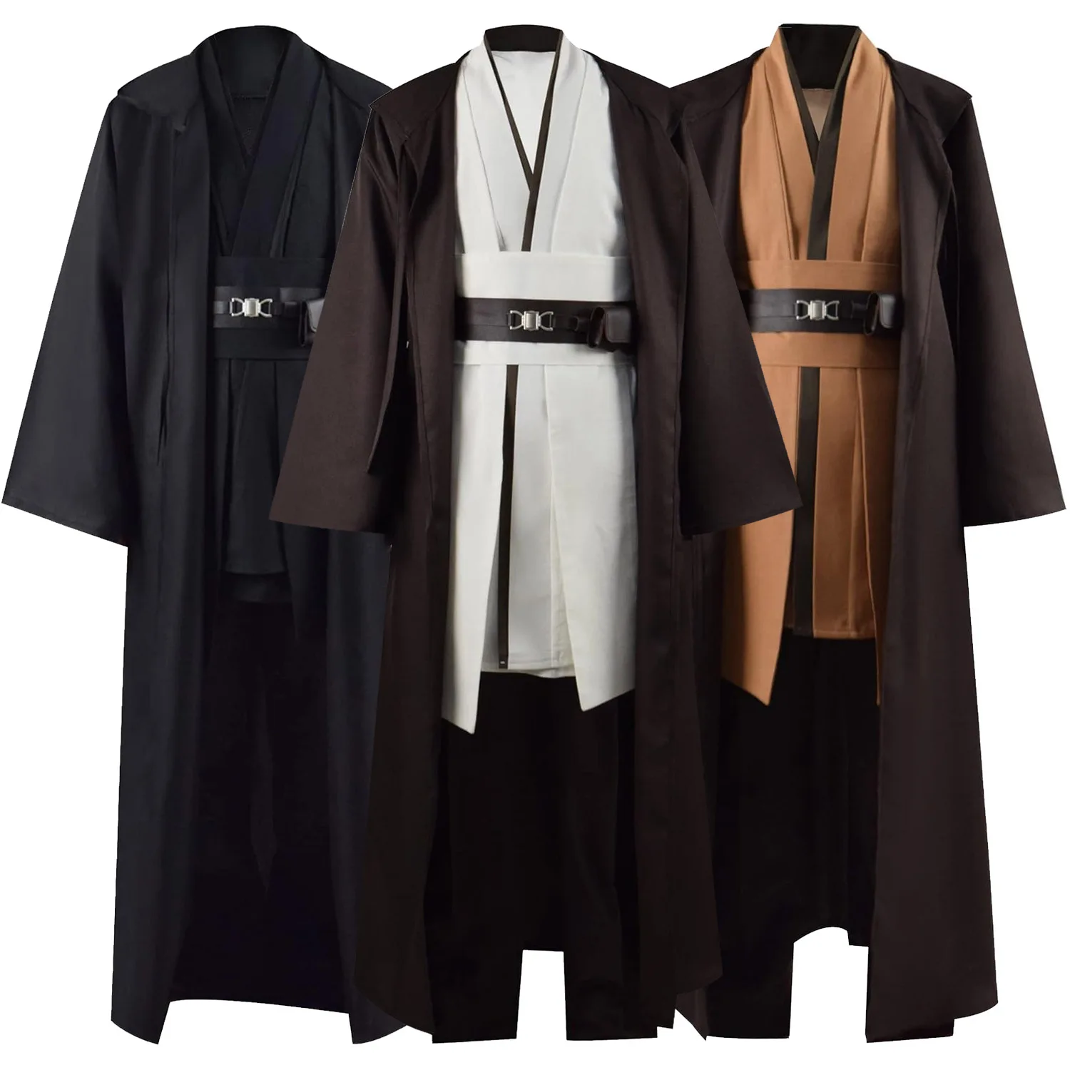 

Obi Wan Cosplay Kenobi Men's Costume Robe Adult Male Jedi Knight Tunic Full Set Costume Hooded Men Halloween Role Play Uniform