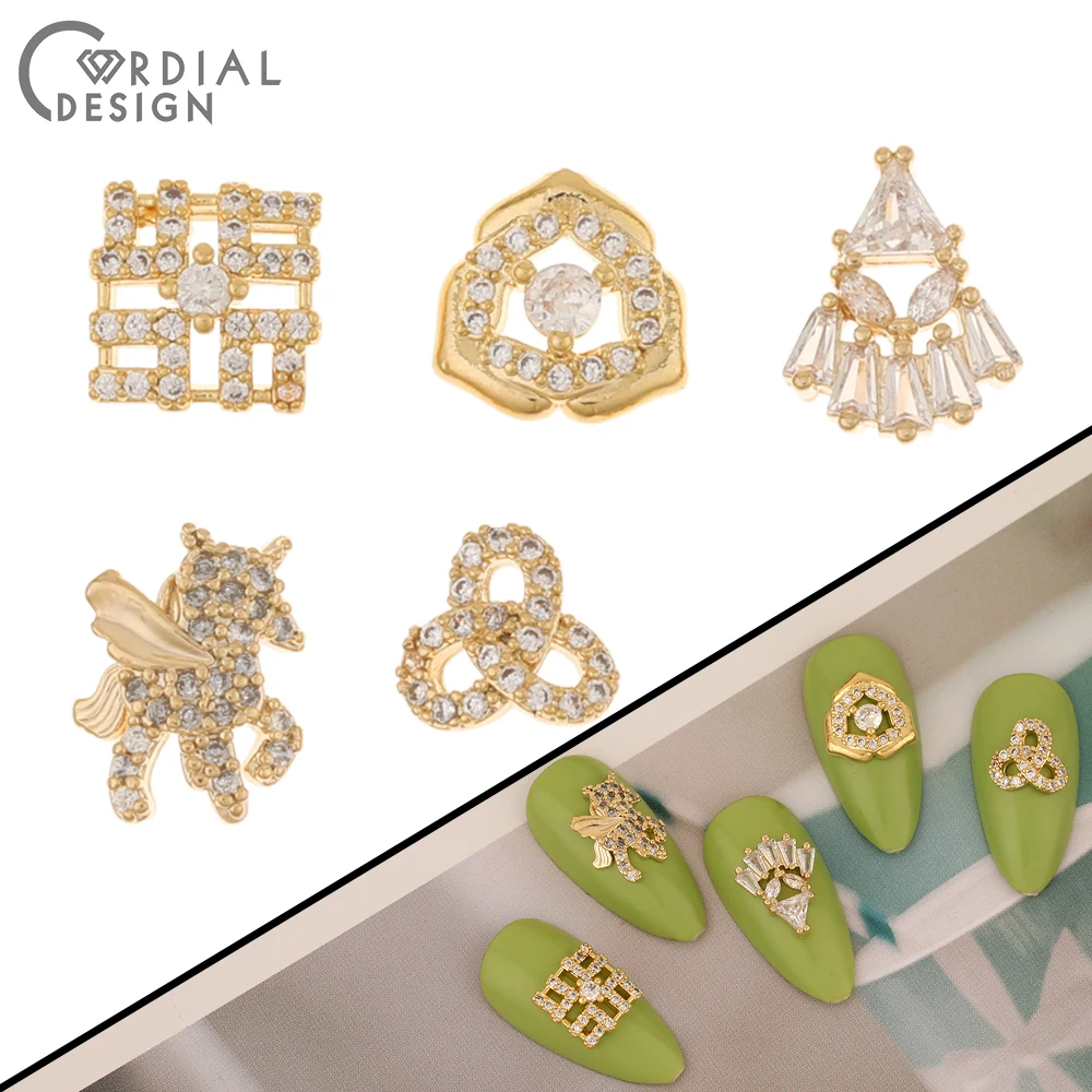 

Cordial Design 50Pcs Cubic Zircon/Jewelry Findings & Components/DIY Fingernail Accessories/Geometry Shape/Genuine Gold Plating