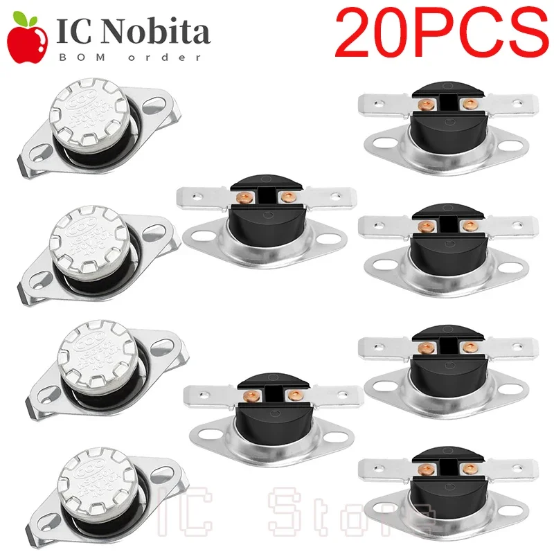 20PCS KSD301 Temperature Switch 10A 250V Normally OPEN NO Thermostat 40 45 50 55 60 65 70 75 80 85 90 95 100 105 135 150C