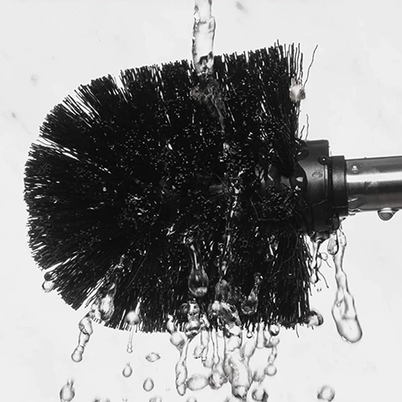 Set Of 4 Stainless Steel Toilet Brush Stainless Steel Handle With Interchangeable Head, Black