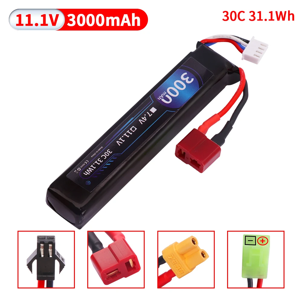 11.1V 452096 30C 3500mAh 3S LiPo battery T/Tamiya/XT30/SM-2P Plug for Airsoft BB Air Pistol Electric Toys Guns Parts