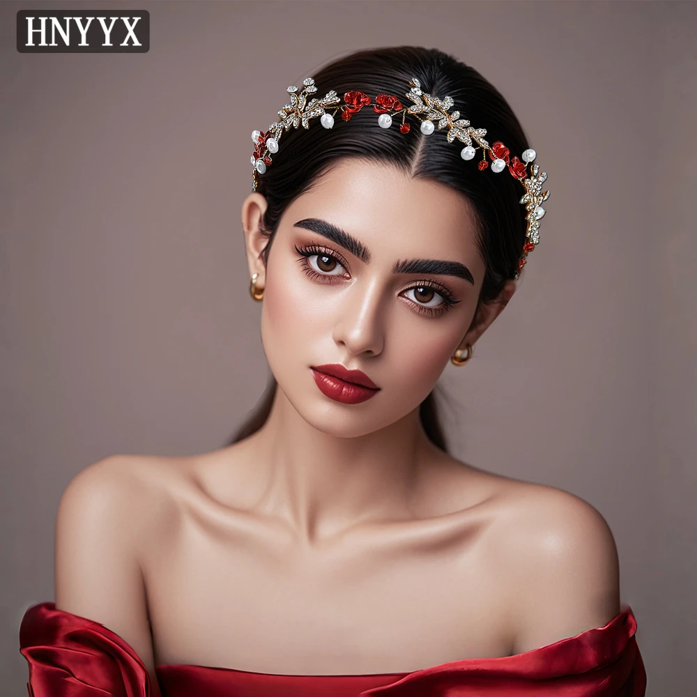 

HNYYX Light Luxury Rose Hair Hoop Exquisite Rhinestone Headband Elegant Bridal Headdress Wedding Banquet Hair Accessories A364