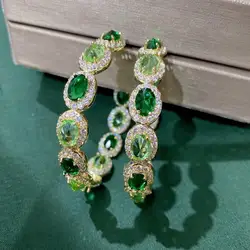 SENYU 2022 New Sparkling Color Zirconia Hoop Earrings Paved Full Crystal Circle Earrings Luxury Women CZ Jewelry Anniversary