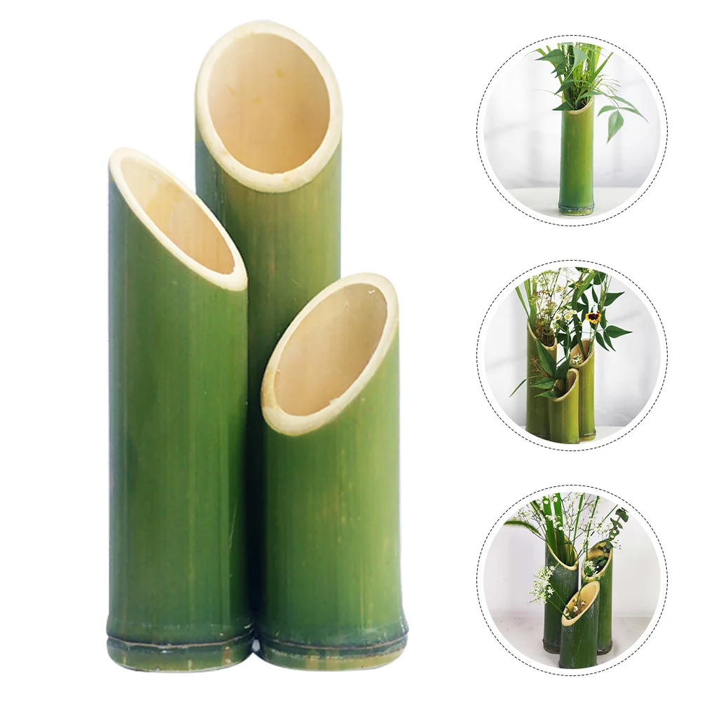 

3pcs Bamboo Tube Flower Vase Small Plant Pots For Succulents Air Plants Indoor Garden Decor Desktop Planter Bamboo Joint Vase