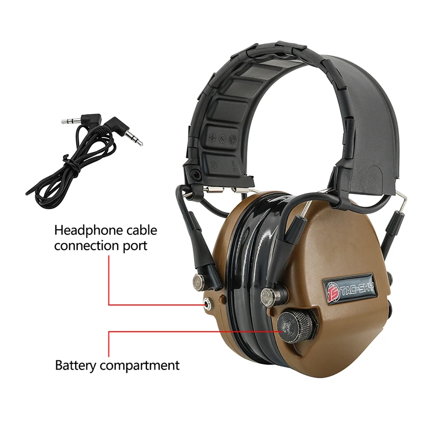 SORDN-auriculares tácticos militares Airsoft, cascos con reducción de ruido, orejeras electrónicas de caza y riel de arco, soporte para auriculares,