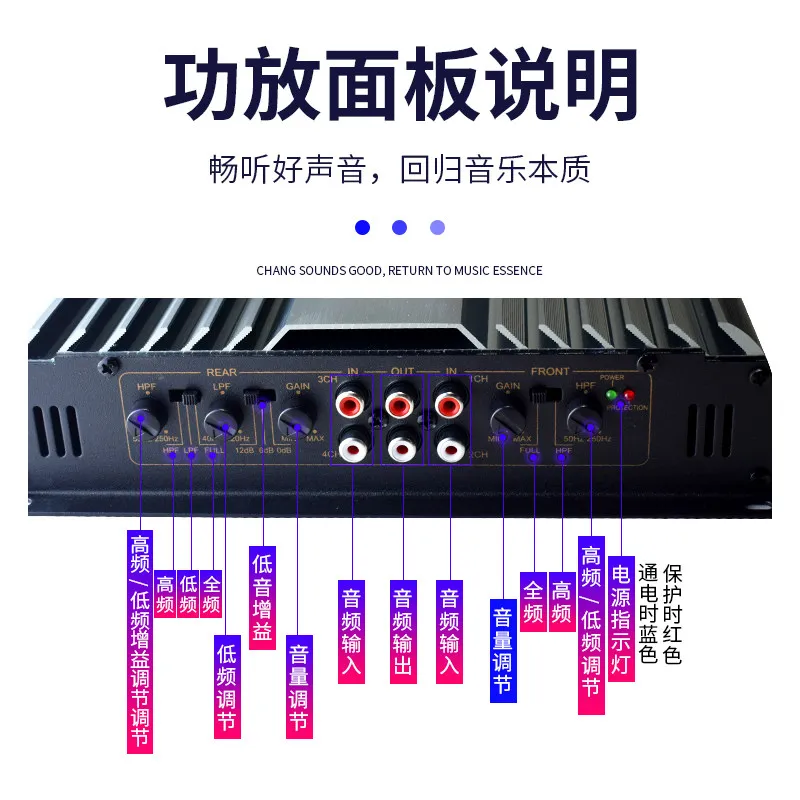 24V 4 Channel Car Amplifier, High Power Truck Audio Amp for Component Speakers & Subwoofer, Heavy Duty Sound System