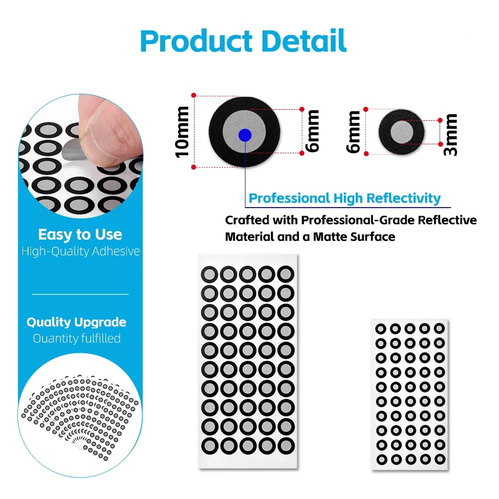 6mm/3mm 3D Scanning Markers for 3D Scanner, High Precision Tracking & Positioning Dots Diffuse Reflection Markers for 3D Scan