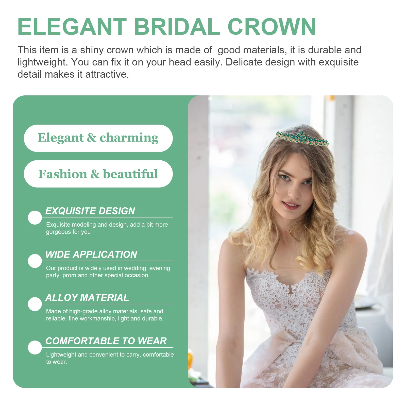 크리스탈 크라운 헤어밴드 신부 웨딩 파티 여성용 헤어 액세서리 우아한 반짝이는 머리 장식