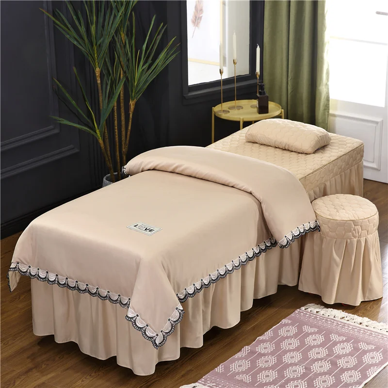 

Custom Size 4-6pcs Lace Series Beautiful Beauty Salon Bedding Sets Massage Spa Use Duvet Cover Skirt Quilt Sheet #a