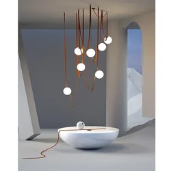 Modern Minimalist Duplex Floor Wabi Sabi Style Designer Villa Belt Living Room Dining Room Chandelier Nordic Ceiling Light