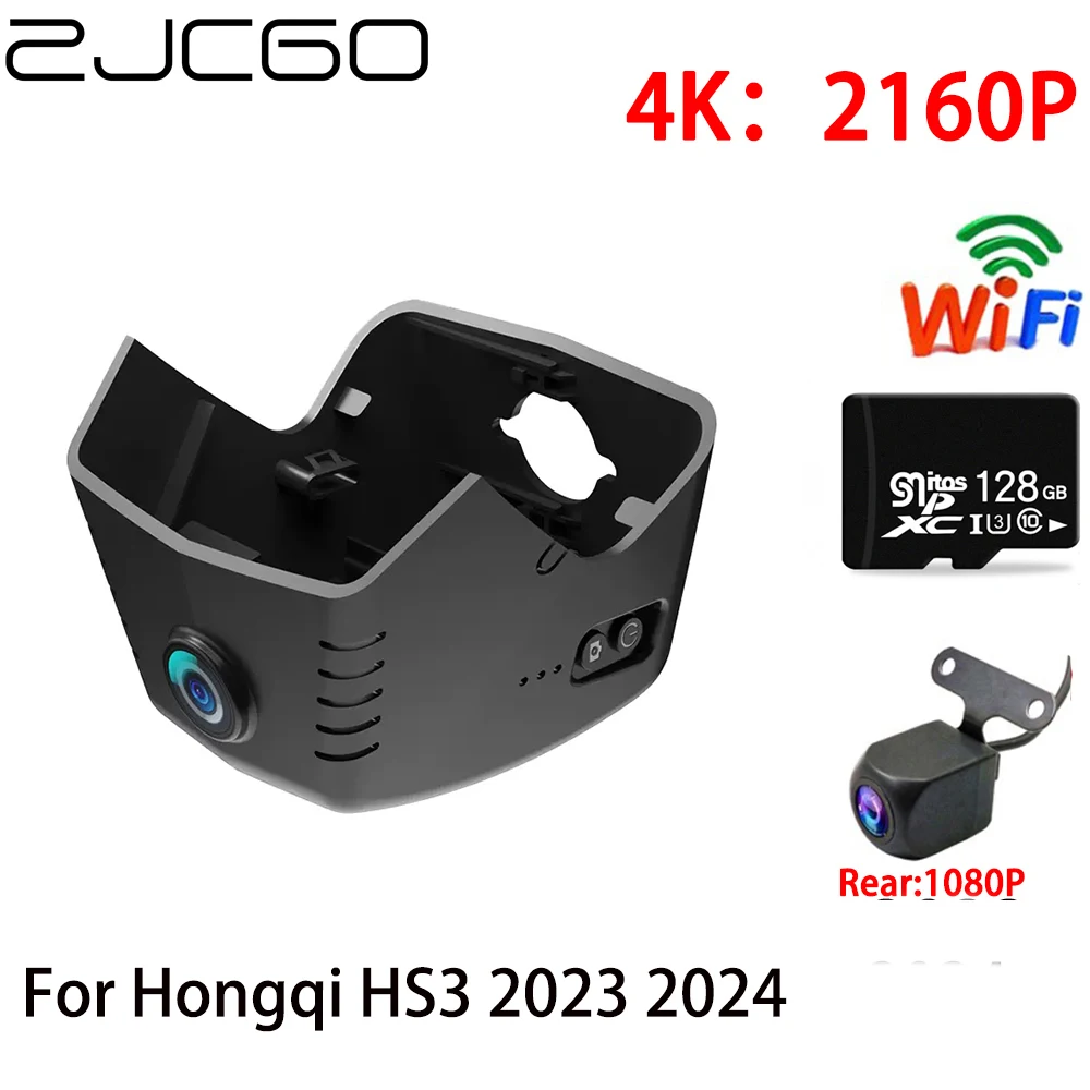 ZJCGO 2K 4K Car DVR Dash Cam Wifi Front Rear Camera 2 Lens 24h Parking for Hongqi HS3 2023 2024