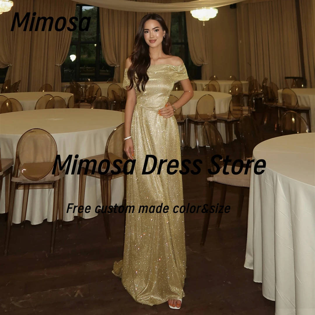 فساتين حفلة موسيقية ميموزا 2025 رقبة قارب وأربطة من الخلف فستان سهرة المملكة العربية السعودية للنساء رداء حفلات الزفاف حسب الطلب