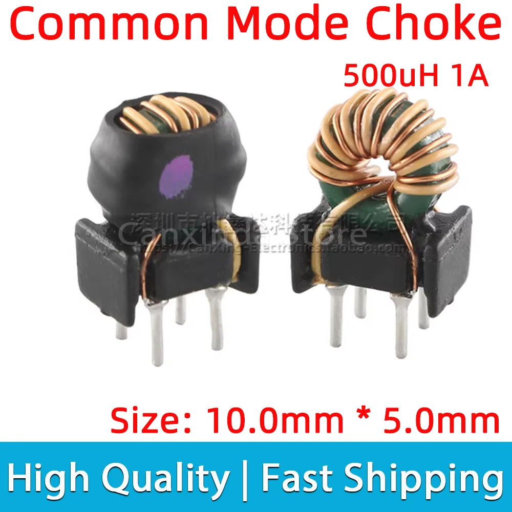 10pcs T6*3*3mm Common Mode Choke Coil Power Inductor Magnetic Ring Filter 500uH 1A Parallel winding Wire AC Power Filter