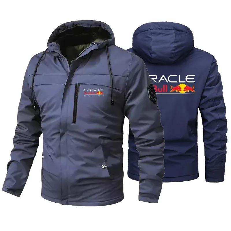

Мужская водонепроницаемая мотоциклетная куртка большого размера 2025 года с логотипом красного быка и водонепроницаемой молнией, стильная толстовка с капюшоном