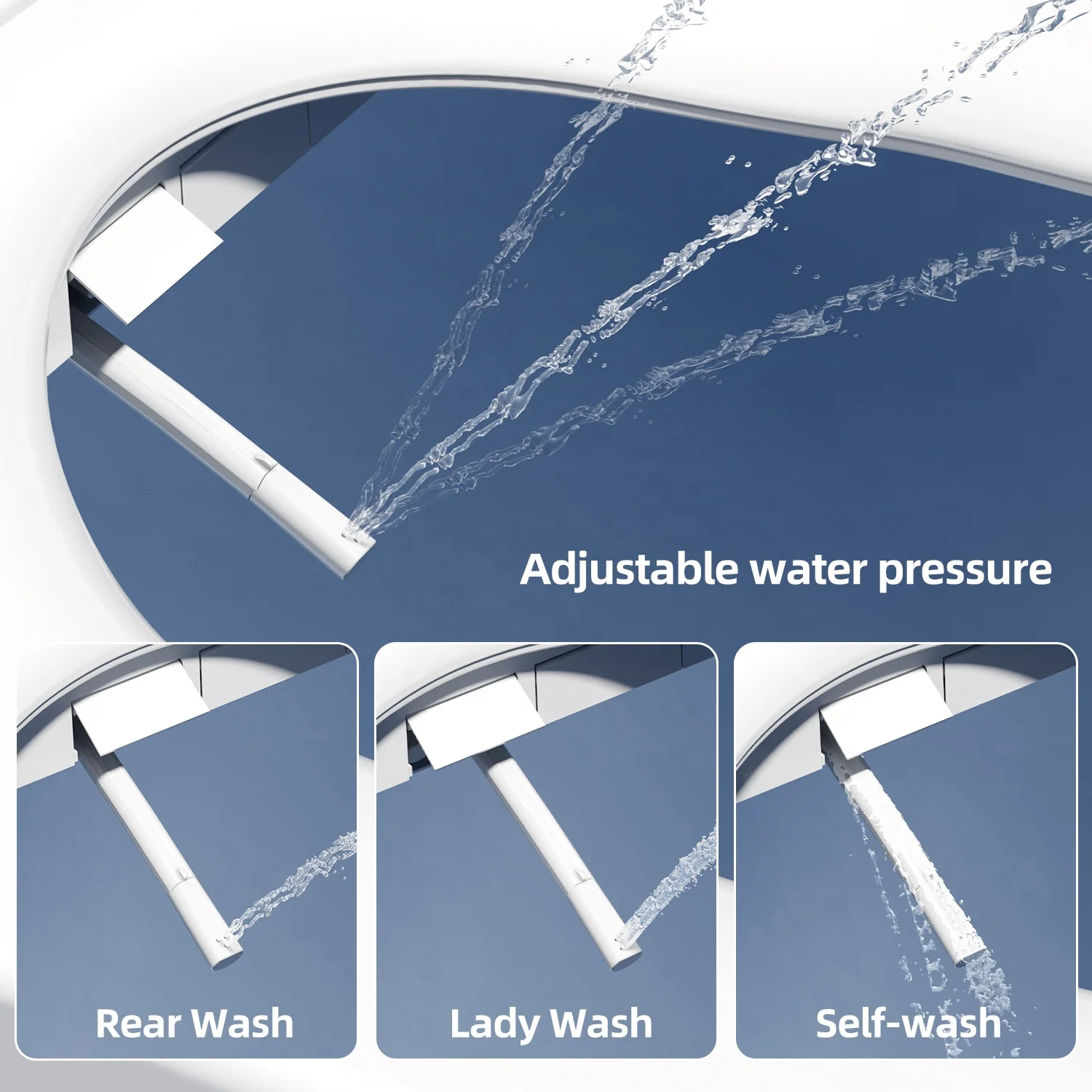 مقعد مرحاض ذكي بتصميم صديق للبيئة، نظام فوهة مزدوج غير كهربائي، مقعد مرحاض بيديت رفيع للغاية قابل للتعديل