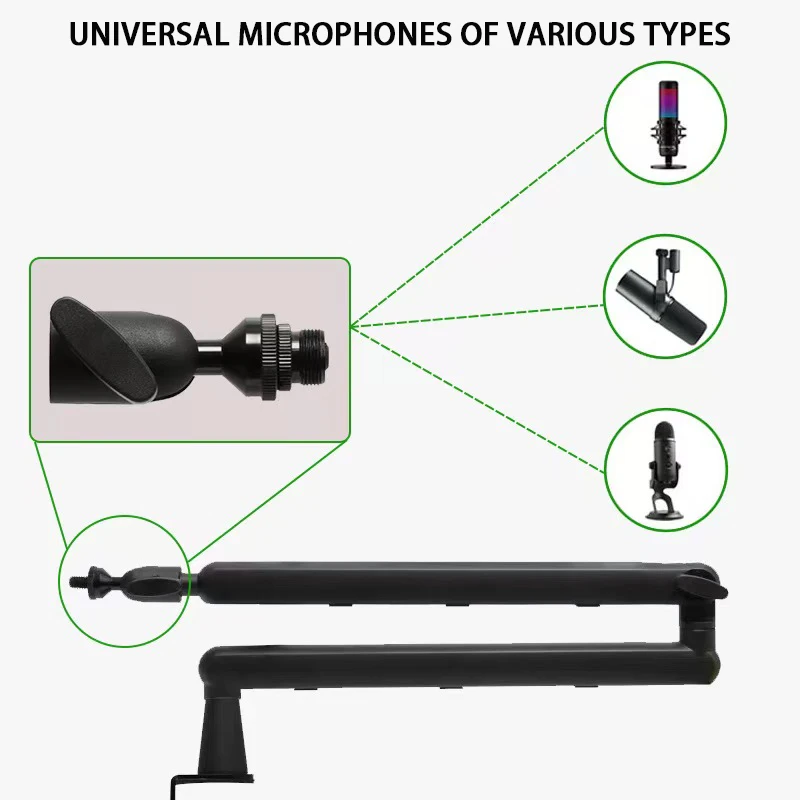 360° Rotatable Microphone Boom Arm Stand Mic Bracket for Live Streaming Podcast Studio Recording Gaming Desktop Mic Holder