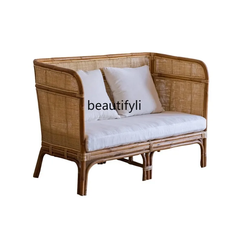 Indonesian Rattan Sofa Single Double Living Room Balcony Southeast Asia Retro Double Sofa Special Transfer Woven Rattan Chair