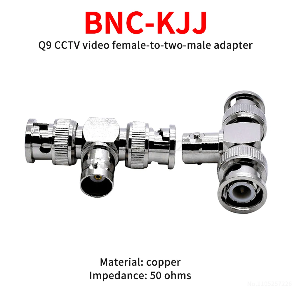 BNC-KJJ connector Q9 CCTV video female-to-two-male adapter copper BNC T-connector (1 pcs)