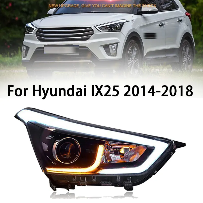 

Стайлинг автомобиля фары для Hyundai IX25 Creta 2014-2016 автоаксессуары светодиодные DRL спрятанный ксенон для IX25 Creta фары противотуманные фары