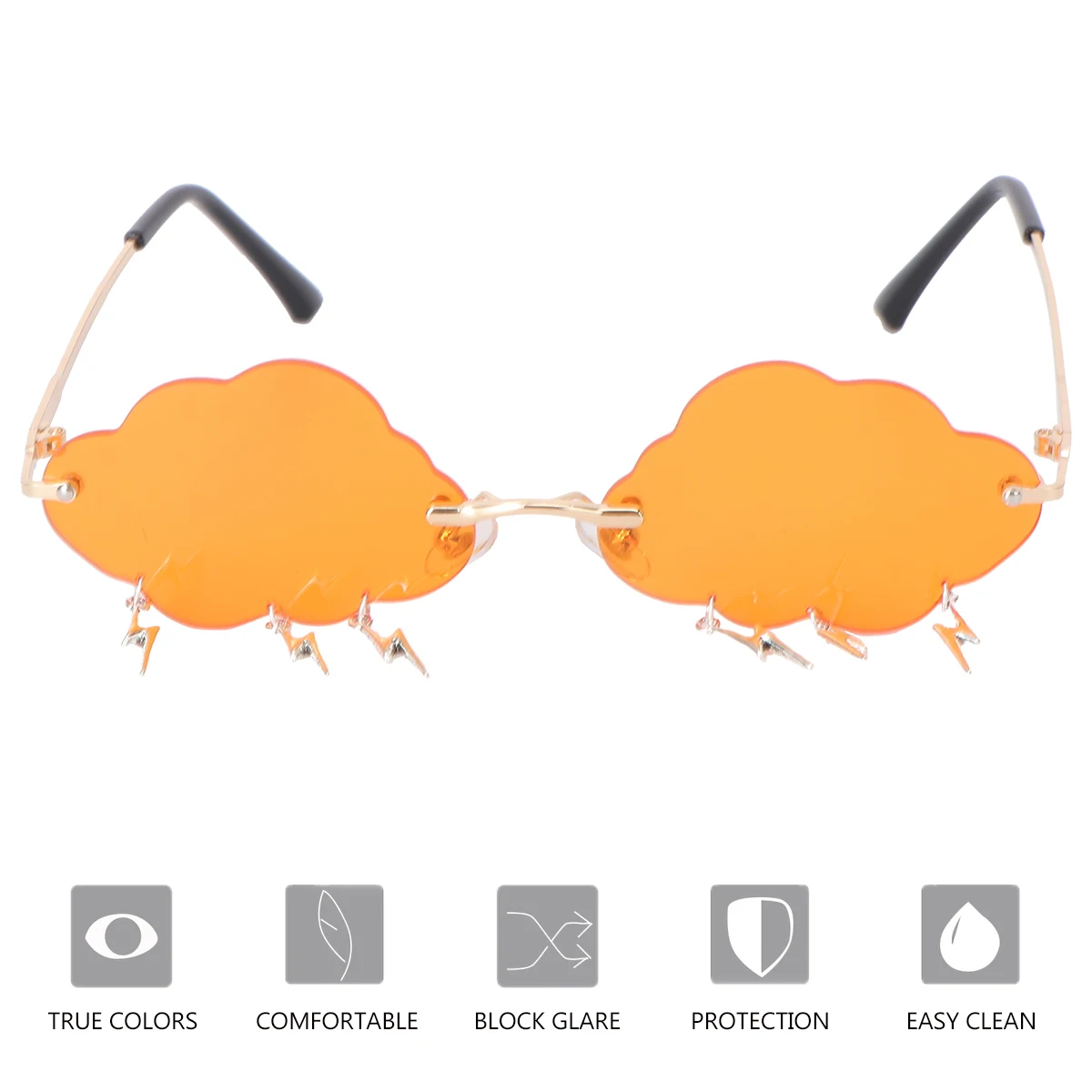 

Sunglasses Orange Tassel Women Fashion Trendy Party Cloud Glasses Unique Design Sun Protection Small Face Photoshoot