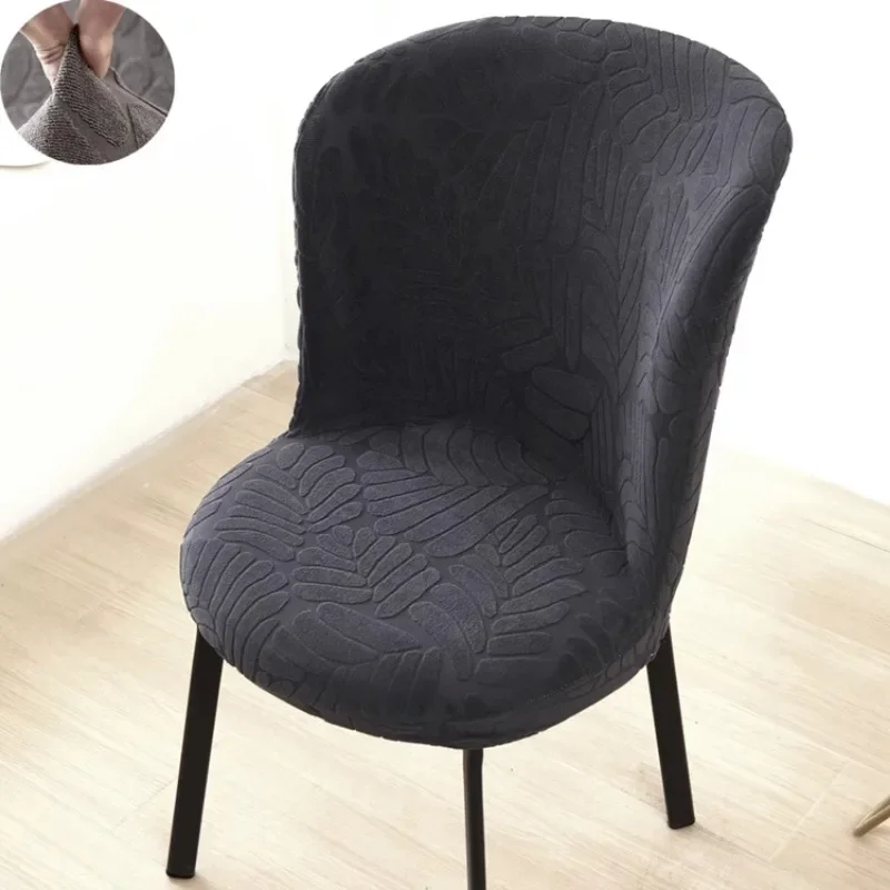 Jacquard Dining Chair Cover Arc Shape Chair Slipcover Stretch Seat Cover Chair Covers for Hotel Banquet Kitchen Bedroom Wedding