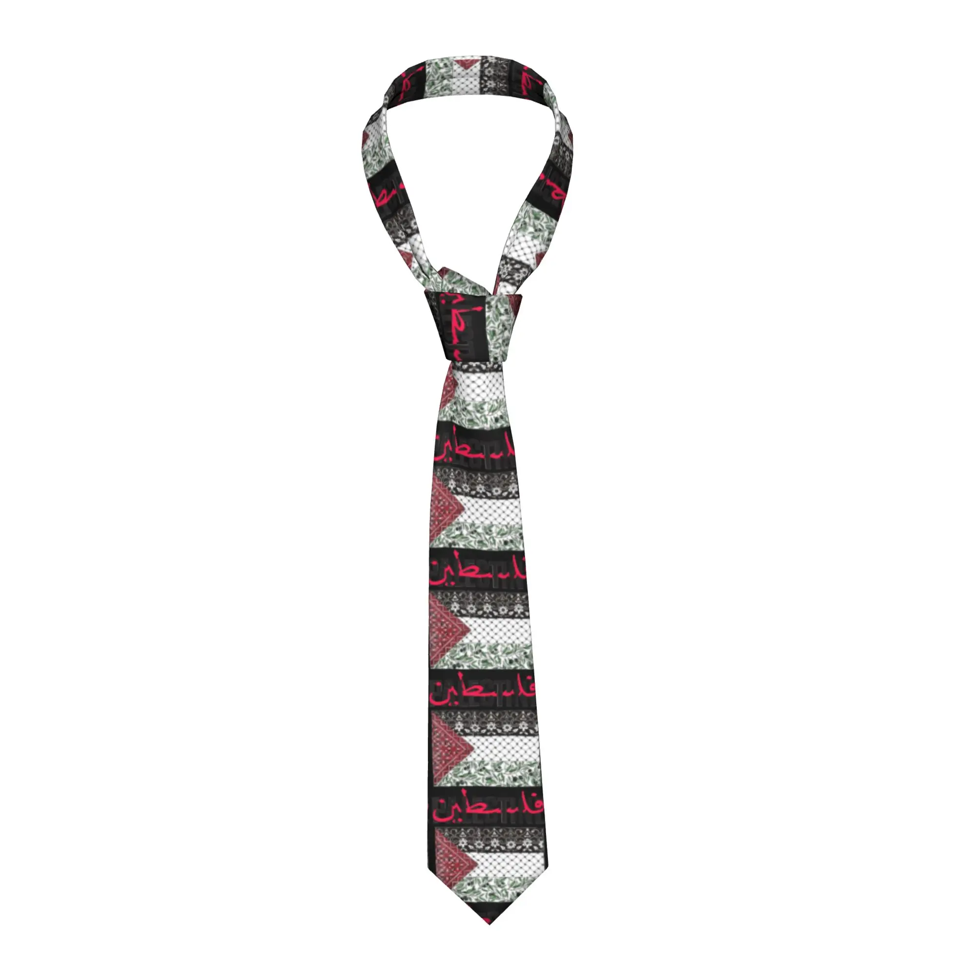 Palestine Gaza Flag Tie  Daily Wear Party Neck Ties Men Women Novelty Casual Necktie Accessories High Quality Custom Collar Tie