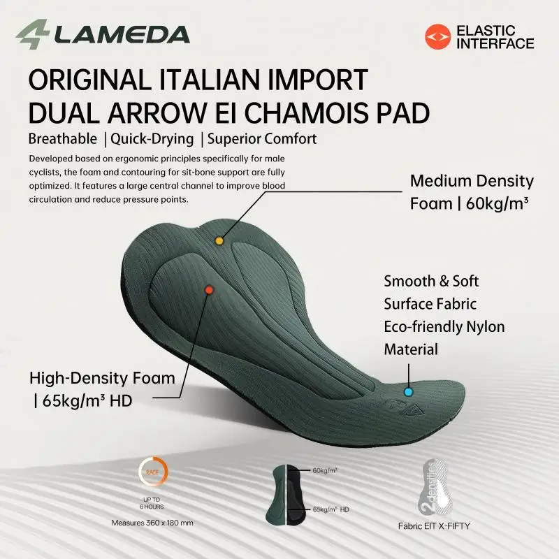 LAMEDA New Men's Spring Summer Double Arrow Pad Wear-Resistant Cycling Long Pants UV Protection Professional Road Bike Leggings
