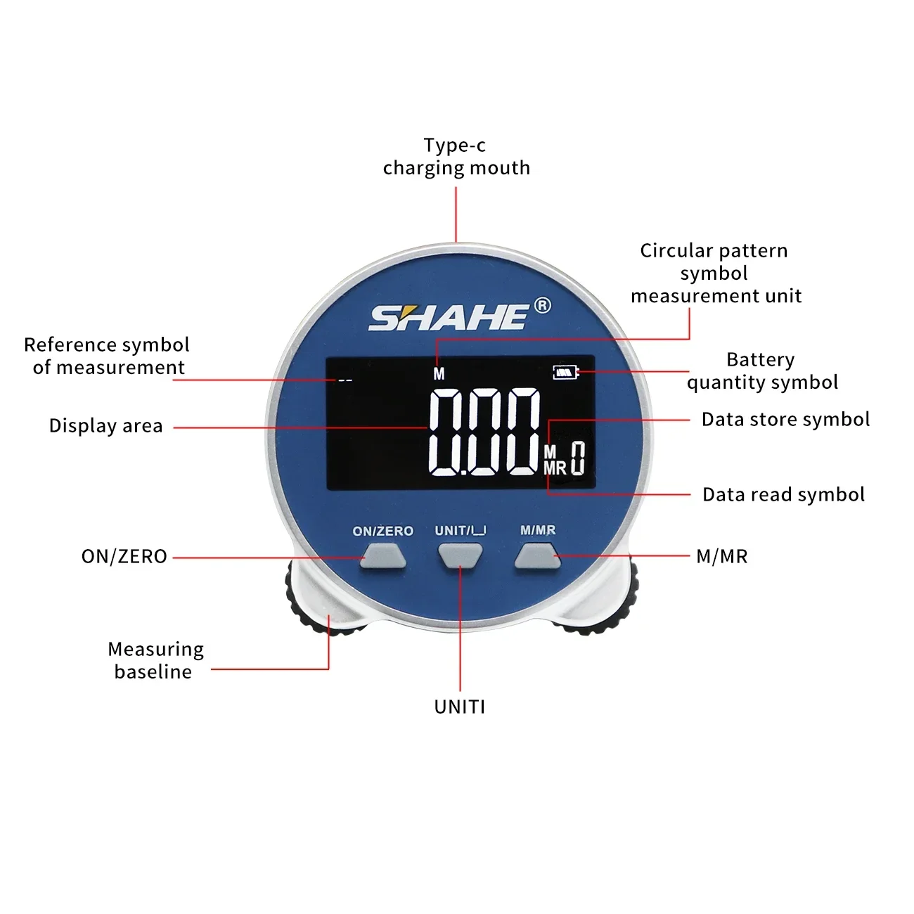 SHAHE Electronic Ruler LCD Display High Accuracy Handheld Length Measuring Tool Long Standby Rechargeable Digital Measuring Tape