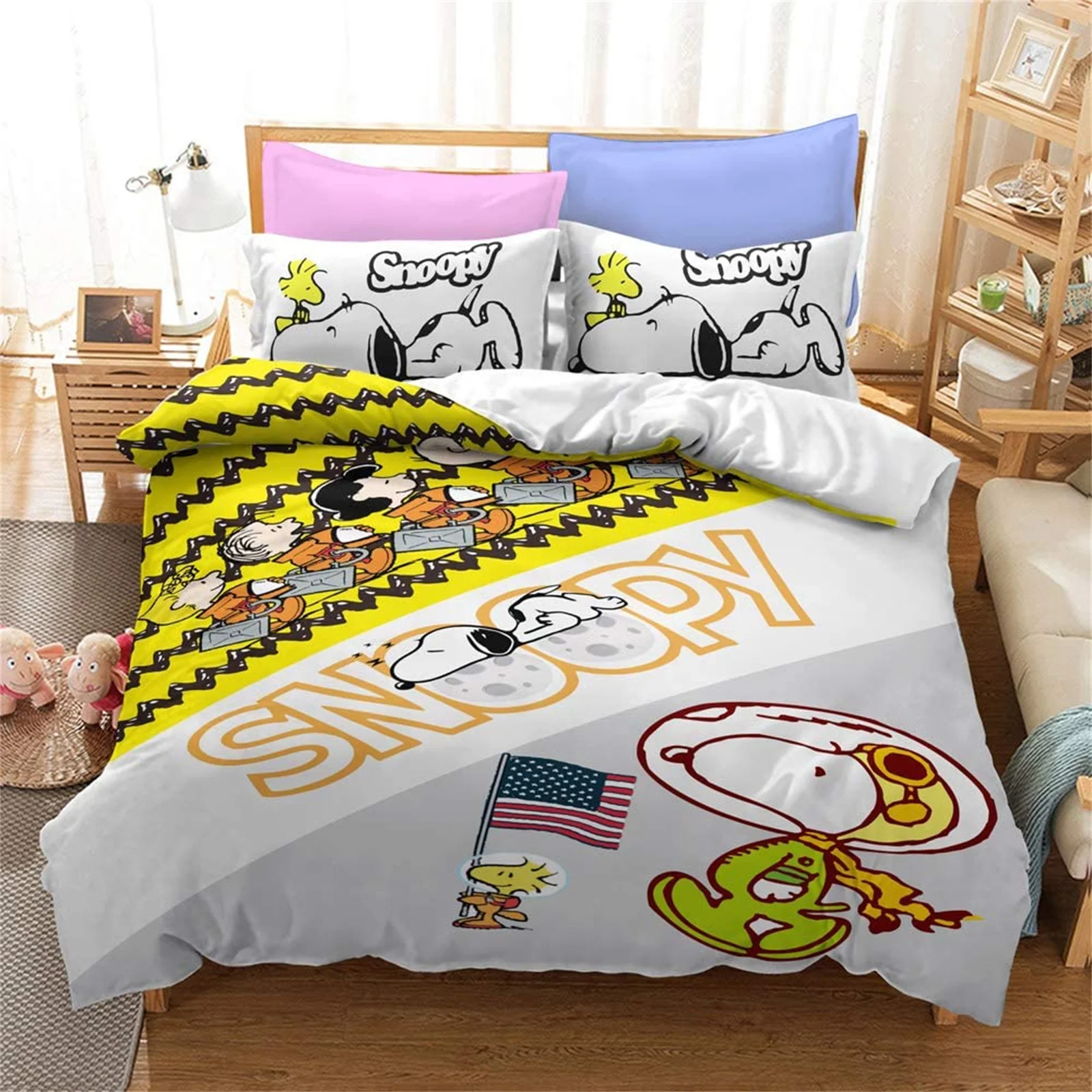 

Snoopy пододеяльник Happy Puppy Home 3D наволочка с принтом для взрослых и детей, одеяло, постельное белье, модная игра для мальчиков и девочек, анимация