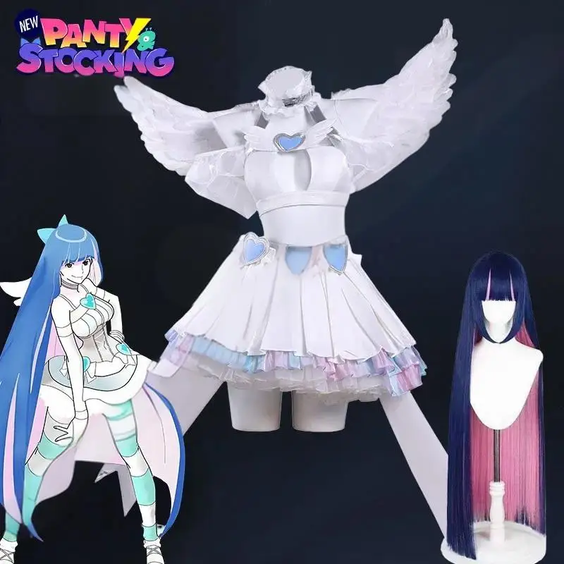 

Anime New Panty Stocking with Garterbelt Stocking Cosplay Costume Angel Skirt Stockiel Anarchy Wings for Women Girls Party Suit