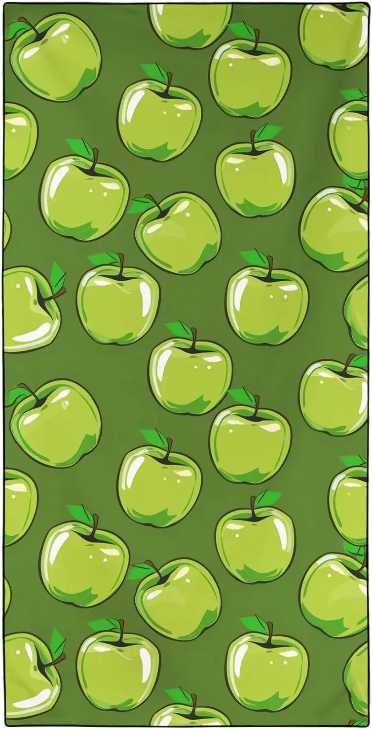 Apples Pattern Beach Towel Extra Large Thin Lightweight Microfiber Towels with Fruit Design, Sand Free and Quick Dry