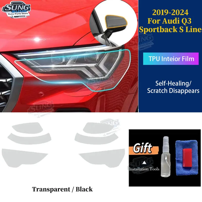 For Audi Q3 Sportback S Line 2019-2024 Headlight Rearview TPU Pre Cut Clear Kit 8.5mil Sticker Paint Protection Car Film