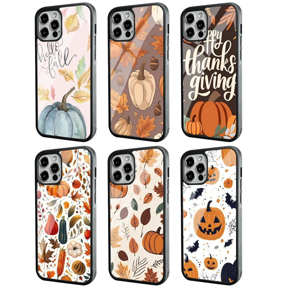 

Pumpkin Happy Fall Autumn Phone Case For IPhone 11 12 13 14 15 Plus Pro Max Mirror Acrylic PC TPU Cover